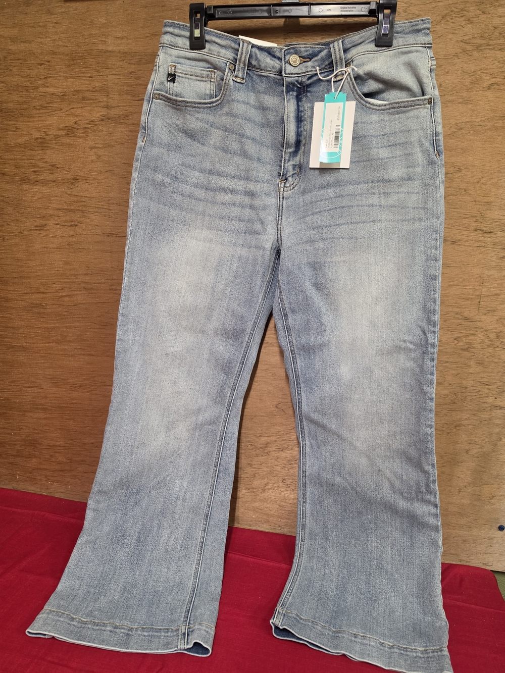 Kancan Light Wash Women's Flare Wide Hem Jeans 12 NWT